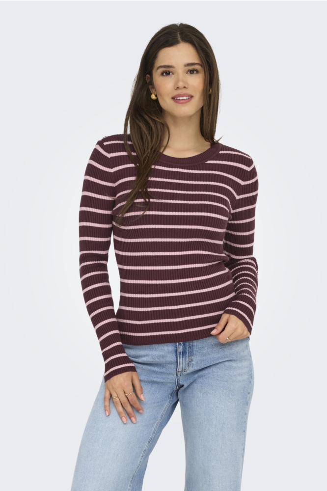 ONLLOUISA LS PULLOVER KNT 15344579 MAUVE WINE BLEACHE